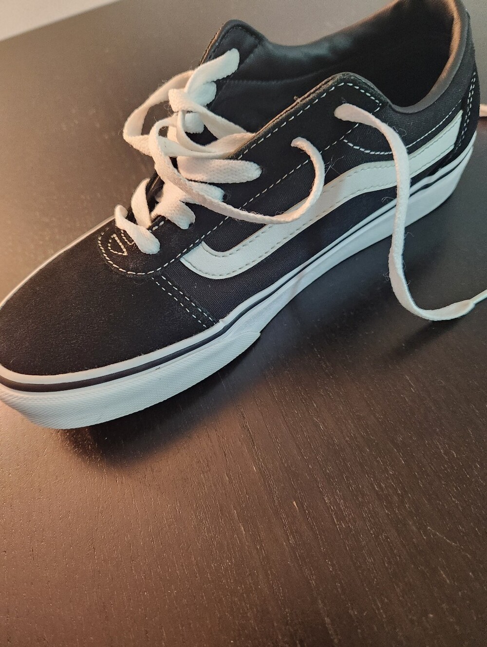 Vans Women's Suede And Canvas Black and White Low-Top Skate Sneakers - Picture 7 of 9